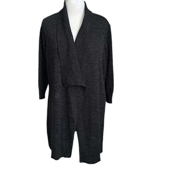 Eileen Fisher Charcoal Grey Long Open Front Cotton
Cardigan Jacket Size XL - Picture 1 of 10